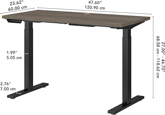 Bush Business Furniture Move 60 Electric Ergonomic Sit-Stand Computer Table for Home and Professional Office, 48W x 24D, Modern Hickory