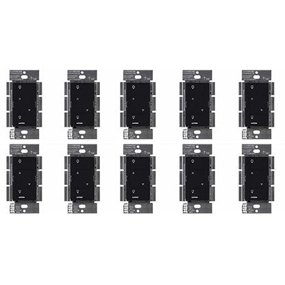 Lutron Caseta Original Smart Dimmer Switch (Lutron Smart Hub Required), for LED Lights, 150 Watt, Single-Pole/3-Way, No Neutral Required, PD-6WCL-BL-10-Pack, Black, 10 Pack