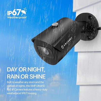 Amcrest UltraHD 5MP Outdoor POE Camera 2592 x 1944p Bullet IP Security Camera, Outdoor IP67 Waterproof, 103° Viewing Angle, 2.8mm Lens, 98.4ft Night Vision, 5-Megapixel, IP5M-B1186EB-28MM (Black)