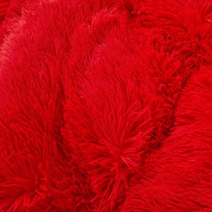 FOPPA Red fluffy Comforter Cover Set king- Ultra Soft fluffy Red Bedding Sets 3 Pieces (1 Duvet Cover + 2 Pillow case) pink fluffy bed set (Red, King)