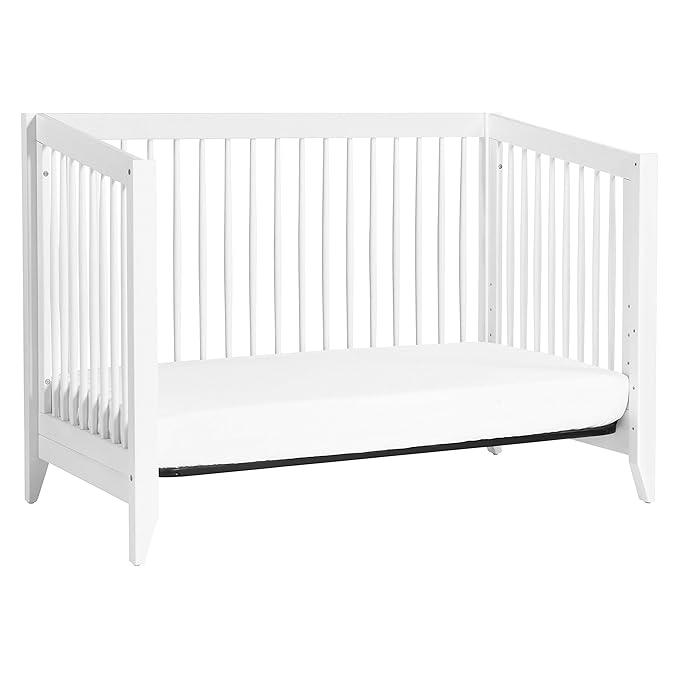 Babyletto Sprout 4-in-1 Convertible Crib with Toddler Bed Conversion Kit in White, Greenguard Gold Certified