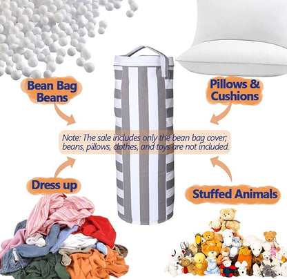 Stuffed Animal Storage Bean Bag Cover for Kids - Organize, Sit, Play & Box Help Promote Comfort and Relaxation - Perfect Playroom & Bedroom Plush Toys Beanbag, Cylinder, Best Gift for Kids