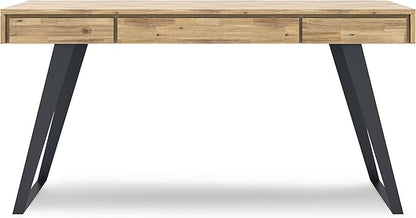 SIMPLIHOME Lowry SOLID WOOD and Metal Modern Industrial 54 inch Wide Home Office Desk, Writing Table, Workstation, Study Table Furniture in Distressed Golden Wheat with 2 Drawers