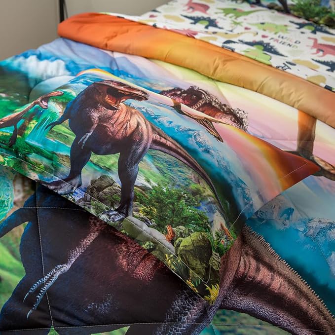 ADASMILE A & S Dinosaur Comforter Set Twin for Boys Dinosaur Twin Bedding Set for Kids 6 Pieces Dinosaur Comforter Set with Sheets Bed in A Bag T-Rex Dinosaur Comforter and Sheets Set for Home Decor