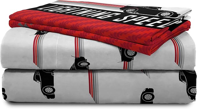 Jay Franco Disney Pixar Cars Race Ready 7 Piece Queen Bed Set - includes Comforter & Sheet Set - Bedding Features Lightning McQueen - Super Soft Fade Resistant Microfiber