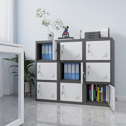 Metal Locker Storage Cabinet for School, Home, Office Employee Lock Box,Steel Organizer with 3 Doors & Keys,Steel Storage Cabinet
