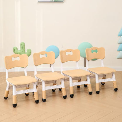 Kids' Desk Chairs Adjustable Height is Suitable for Children's Chairs Used in Families, Schools and Day-Care Between 2-10 Years Old The Max Bearing Capacity is 220LB(4PCS-Beige)