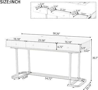 NicBex Laik-DW-00001-DX Desks, 48.26" W x 23.62" D x 30.7" H, Gold+White