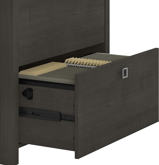 Bush Business Furniture Lateral Cabinet with Satin Silver Hardware | Echo Collection 2 Drawer Filing Unit for Home Office or Professional, 31W, Charcoal Maple