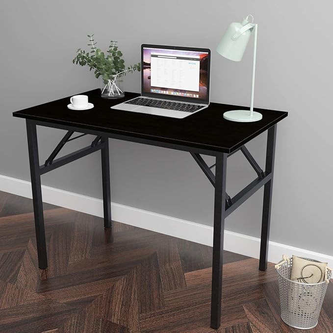 SDHYL 39 inchesNo Assembly Foldable Computer Desk for Home Office Workstation, Study and Writing, Black