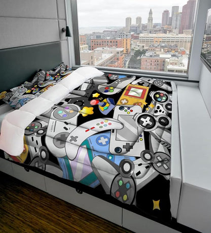 Sunnycitron Gaming Comforter for Boys Teen Gamer Comforter Full Size Gaming Bedding Kids Bed Comforter set Boys Bedding quilt Down Alternative Comforter Game Room Decor,1 Comforter +2Pillowcase