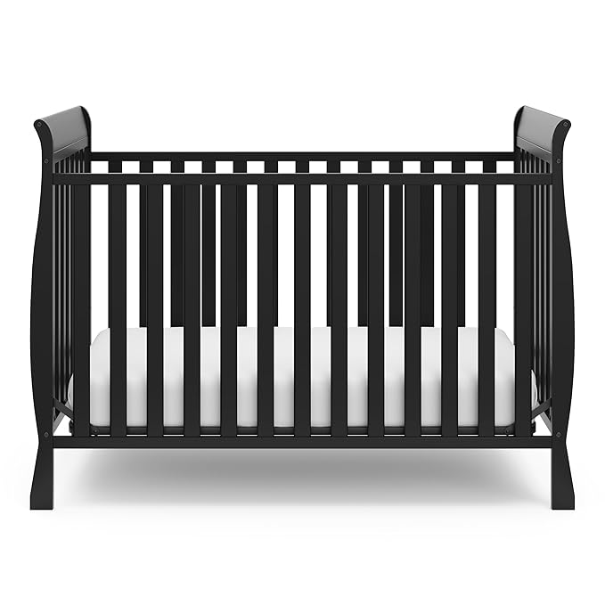 Storkcraft Maxwell Convertible Crib (Black) – GREENGUARD Gold Certified, Converts to Toddler Bed and Daybed, Fits Standard Full-Size Crib Mattress, Classic Crib with Traditional Sleigh Design