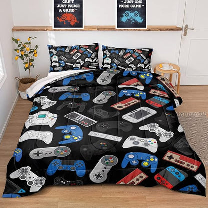Gaming Comforter for Boys Teen,Game Contoller Bedding Set for Boys Kids,Down Alternative Comforter for All Season,Gamer Home Decor for Boys Comforter Set (Comforter-Game36, Full)
