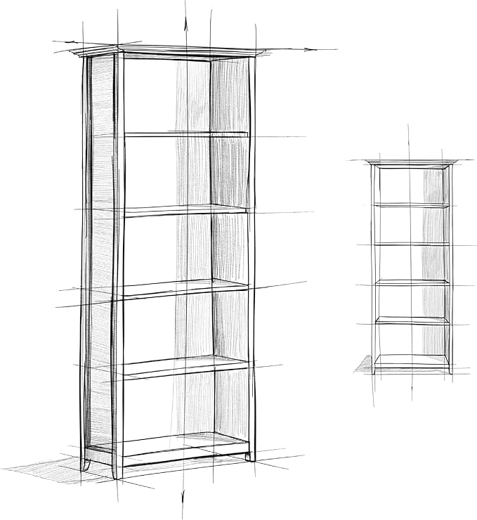 SIMPLIHOME Amherst SOLID WOOD 30 Inch Transitional 5 Shelf Bookcase in Russet Brown, For the Living Room, Study Room and Office