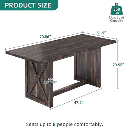 YITAHOME 6FT Conference Table Executive Desk, 70.8’’ Large Meeting Seminar Table for Office with Thicken Wood Frame, Farmhouse Rectangular Computer Desk for Home Business, Rustic Oak