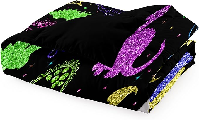 Dinosaur Twin Bedding Set, Cartoon Kids Bedding Dinosaur Twin Size Comforter Set for Boys Teen Soft Breathable Black Dinosaur Comforter Set Twin (1 Comforter 1 Pillowcase)