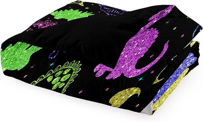 Dinosaur Twin Bedding Set, Cartoon Kids Bedding Dinosaur Twin Size Comforter Set for Boys Teen Soft Breathable Black Dinosaur Comforter Set Twin (1 Comforter 1 Pillowcase)