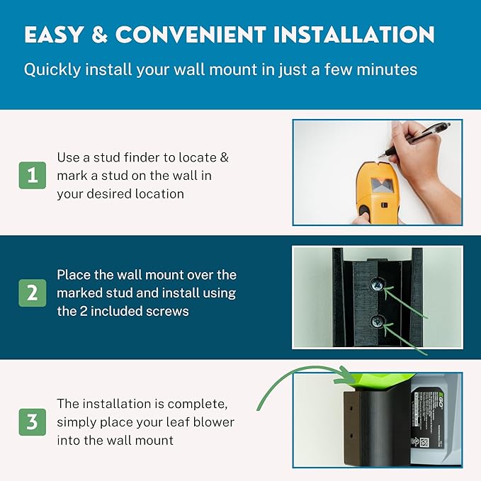 Wall Mount Hanger for EGO 765 CFM Power+ LB7654 & LB7650 Leaf Blower | Hook & Holder for Garage & Shed Organization
