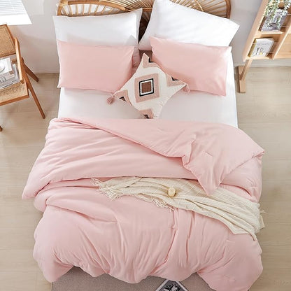 Blush Pink Full Bed Comforter Set Full Size Comforter Modern 3PCS Microfiber Full Size Comforter Sets for All Season Comforter for Women and Girls Soft Lightweight Bed Comforter Set