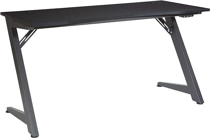 OSP Home Furnishings Beta Battlestation Gaming Desk with Bluetooth RGB LED Lights, Matte Black