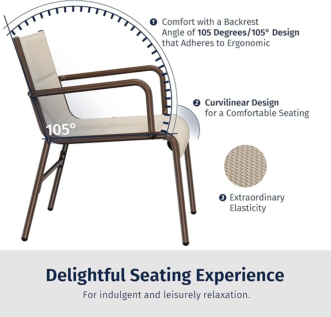 EAST OAK Outdoor Conversation Waterproof patio furniture set, 4-Pieces, Beige
