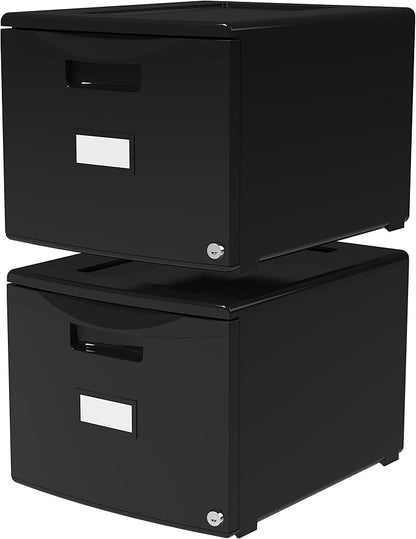 Storex 61265B02C File Cabinet, Case of 2, Black