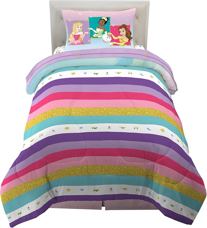 Disney Princess Ariel Kids Bedding Super Soft Comforter And Sheet Set, 4 Piece Twin Size, "Official" Disney Product By Franco