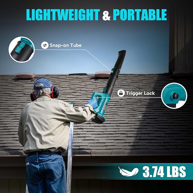 Cordless Leaf Blower for Makita 18V Battery, 450CFM 150MPH Electric Leaf Blower, 6 Speed Lightweight Handheld Leaf Blower for Lawn Care, Patio, Snow, Dust, Blowing Leaves (Battery NOT Included)
