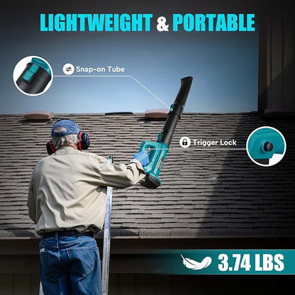Cordless Leaf Blower for Makita 18V Battery, 450CFM 150MPH Electric Leaf Blower, 6 Speed Lightweight Handheld Leaf Blower for Lawn Care, Patio, Snow, Dust, Blowing Leaves (Battery NOT Included)