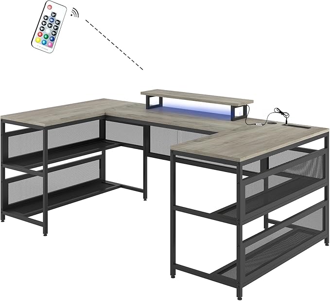 NicBex Laik-DW-00010-DX Desks, 82" W x 43" D x 35" H, Gray