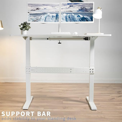 VIVO Universal Steel Clamp-on Desk Stabilizer Bar, 36 to 61.6 inch Bracket Support System for Sit to Stand Desk Frames, White, DESK-STB01W