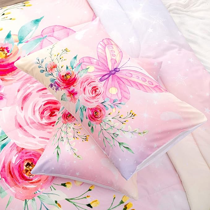 CVHOUSE Butterfly Comforter Set,Luxurious Blue Butterfly Bedding Set for Kids Teens,Blue Butterflies Comforter Butterflies Duvet Set Room Decor Quilt Set Queen Size