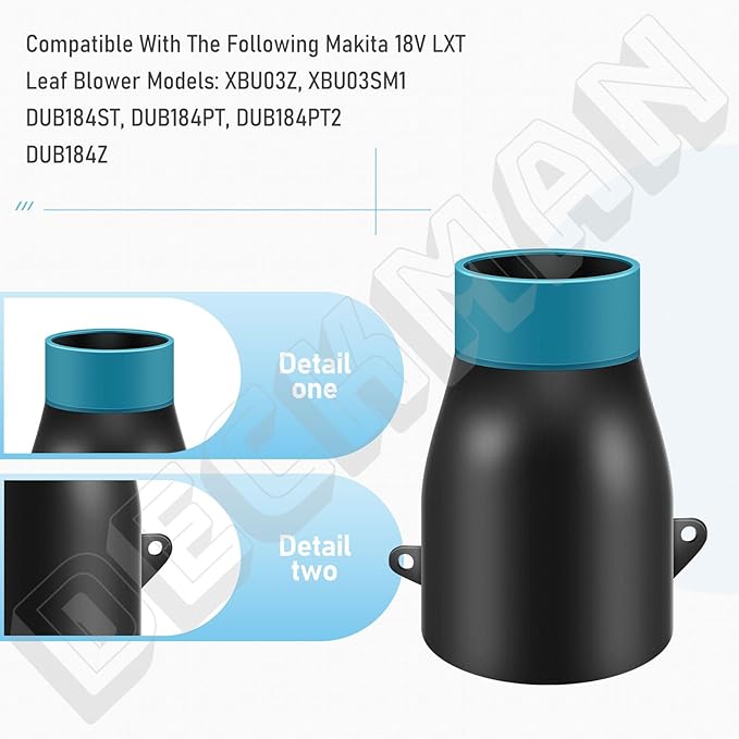 DECKMAN 191L13-5 191B21-6 Blower Nozzle Adapter/197889-6 Flat End Nozzle Attachment/Car Drying Nozzle Compatible with Makita Leaf Blowers XBU03Z XBU03SM1 XBU02Z XBU03 DUB362