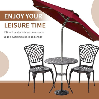 Patio Bistro Set 3 Piece Outdoor Cast Aluminum Bistro Table and Chairs Set of 2 with 1.97" Umbrella Hole,All Weather Outdoor Bistro Set for Front Proch Set (Bronze)