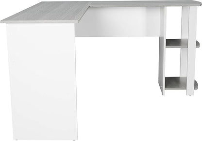 NicBex Laik-DW-00037-DX Desks, 53.5" W x 51.5" D x 29.75" H, White+Gray