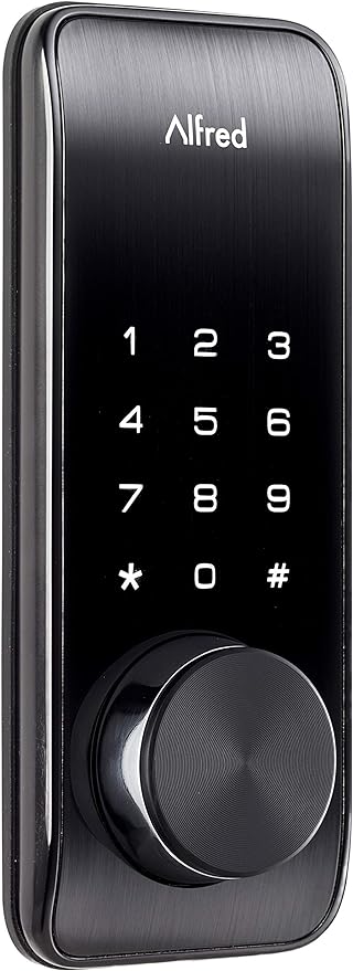 Alfred DB2-B Smart Door Lock Deadbolt Touchscreen Keypad, Pin Code + Key Entry + Bluetooth, Up to 20 Pin Codes (Black)