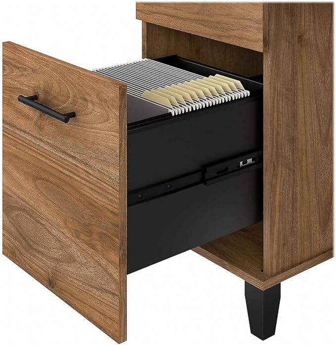 Bush Furniture Somerset Office Desk with Drawers and Hutch, 72W, Fresh Walnut