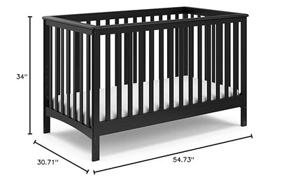 Storkcraft Hillcrest 4-in-1 Convertible Crib (Black) - Converts to Daybed, Toddler Bed, and Full-Size Bed, Fits Standard Full-Size Crib Mattress, Adjustable Mattress Support Base