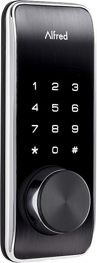 Alfred DB2-B Smart Door Lock Deadbolt Touchscreen Keypad, Pin Code + Key Entry + Bluetooth, Up to 20 Pin Codes (Chrome)