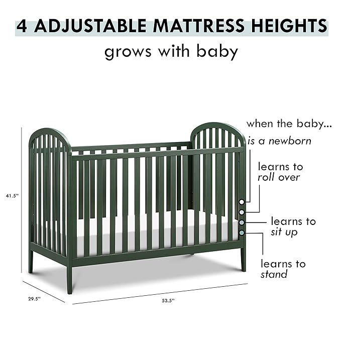 DaVinci, Beau 3-in-1 Convertible Crib in Forest Green, Greenguard Gold Certified