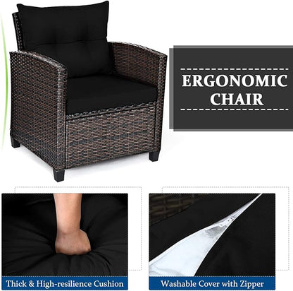 3 PCS Patio Furniture Set, OneSize, Black