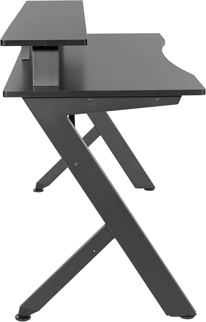 OSP Home Furnishings Area51 Battlestation Gaming Desk with Bluetooth RGB LED Lights, Matte Black