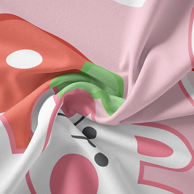 Strawberry Rabbit Comforter Set for Kids Teens Girls Women,Pink Bunny Kids Comforter,1 Comforter with 2 Pillowcase, Microfiber 3 Piece Bedding Set,for All Seasons(Pink，King Size)