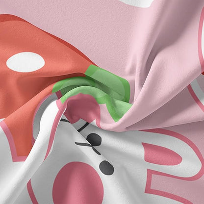 Strawberry Rabbit Comforter Set for Kids Teens Girls Women,Pink Bunny Kids Comforter,1 Comforter with 2 Pillowcase, Microfiber 3 Piece Bedding Set,for All Seasons(Pink，King Size)