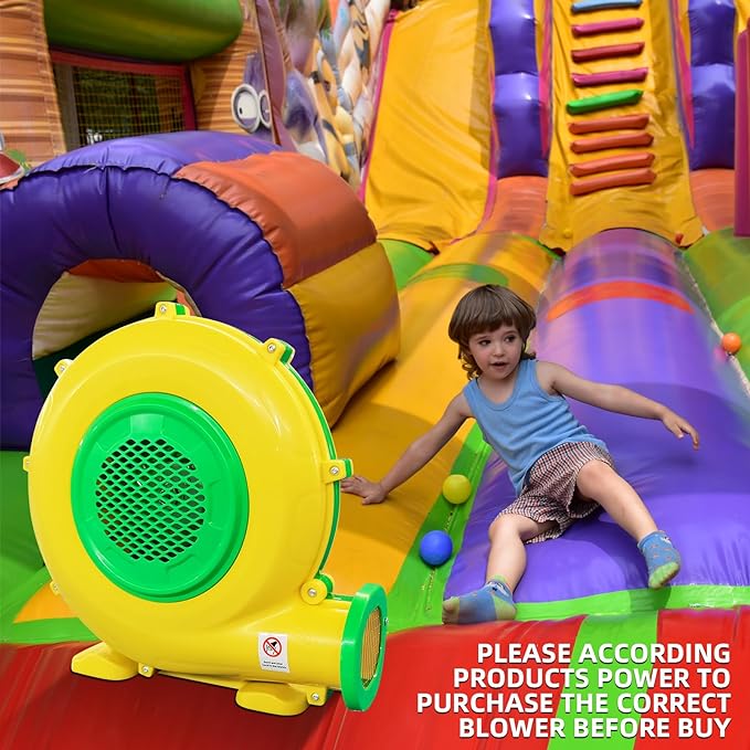 480W 0.64HP Air Blower, QILEBA Powerful Inflatable Bounce House Blower, Portable Electric Blower Fan Pump Perfect for Inflatable Bounce House, Bouncy Castle, Jumper, Water Slid, Blower Corded (480W)