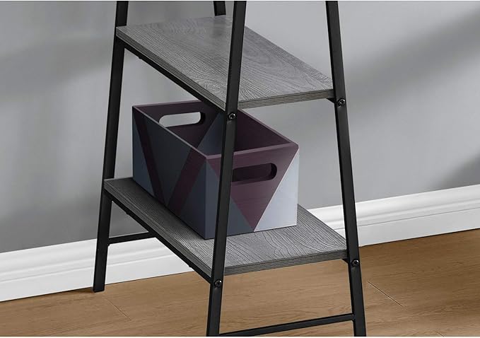 Monarch Specialties 7524 Computer Desk, Home Office, Laptop, Storage Shelves, 48" L, Work, Metal, Laminate, Grey, Black, Contemporary, Modern Desk-48, 47.25" L x 23.75" W x 30" H