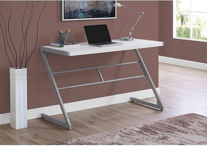 Monarch Specialties Simple Modern Study Laptop Table for Home & Office Computer Desk-Z-Shaped Metal Leg, 48" L, White