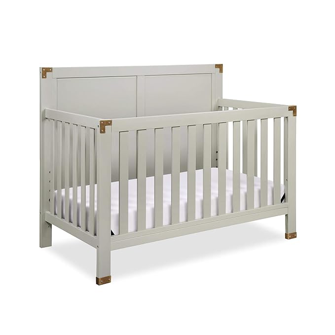 Baby Relax Miles 5-in-1 Convertible Crib for Nursery, Soft Gray