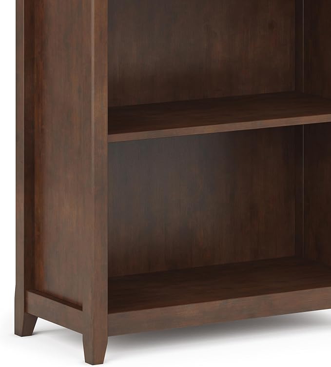 SIMPLIHOME Amherst SOLID WOOD 30 Inch Transitional 5 Shelf Bookcase in Russet Brown, For the Living Room, Study Room and Office