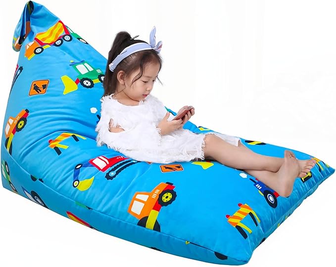 Jorbest Stuffed Animal Storage, Construction Stuffed Animal Bean Bag Storage, Soft Velvet Bean Bag Cover for Stuffed Animals, Bean Bag Chair for Kids and Adults - Cover ONLY (200L/52 Gal)